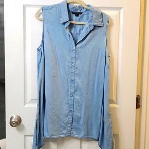 Zac & Rachel Sleeveless denim button down shirt 1x